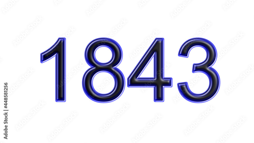 blue 1843 number 3d effect white background blue 1843 number 3d effect white background