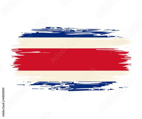 Costa Rican flag brush grunge background. Vector illustration.