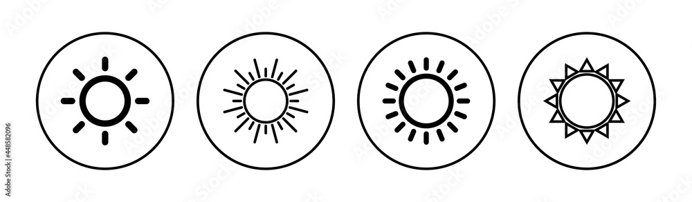 Sun icon set. Brightness Icon vector Sun icon set. Brightness Icon vector