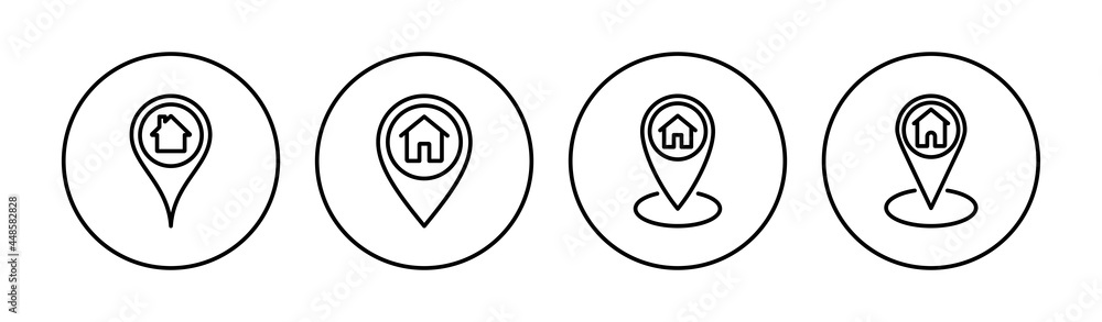 Address icon set. home location icon vector Address icon set. home location icon vector