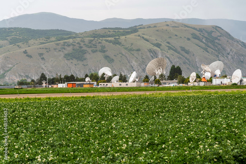 Piana del Fucino, Italy. Fucino Space Center. June 2021. One of the most important telecommunications centers in the world.
 photo