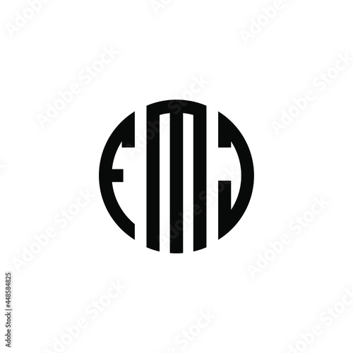 FMJ letter logo design. FMJ letter in circle shape. FMJ Creative three letter logo. Logo with three letters. FMJ circle logo. FMJ letter vector design logo  photo