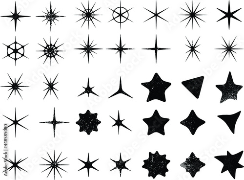 Grunge textured stars collection. vector illustration