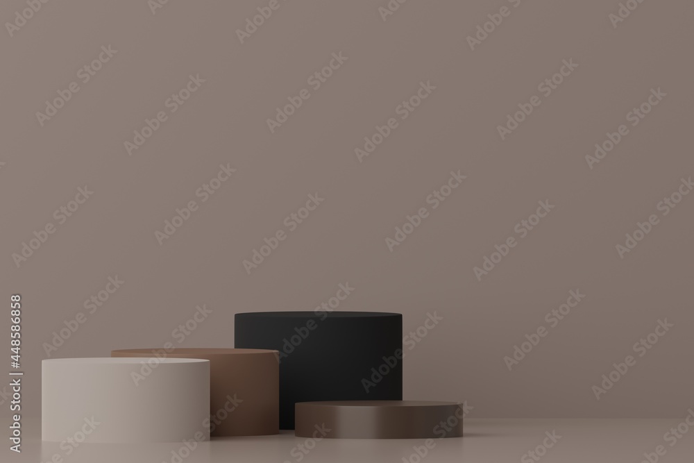 Minimal abstract podium mock up design for product presentation background or branding concept, light brown, 3D render, 3D illustration, Rendering. Minimal abstract podium mock up design for product presentation background or branding concept, light brown, 3D render, 3D illustration, Rendering.
