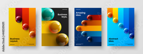 Original poster vector design template set. Premium 3D balls brochure concept collection. photo