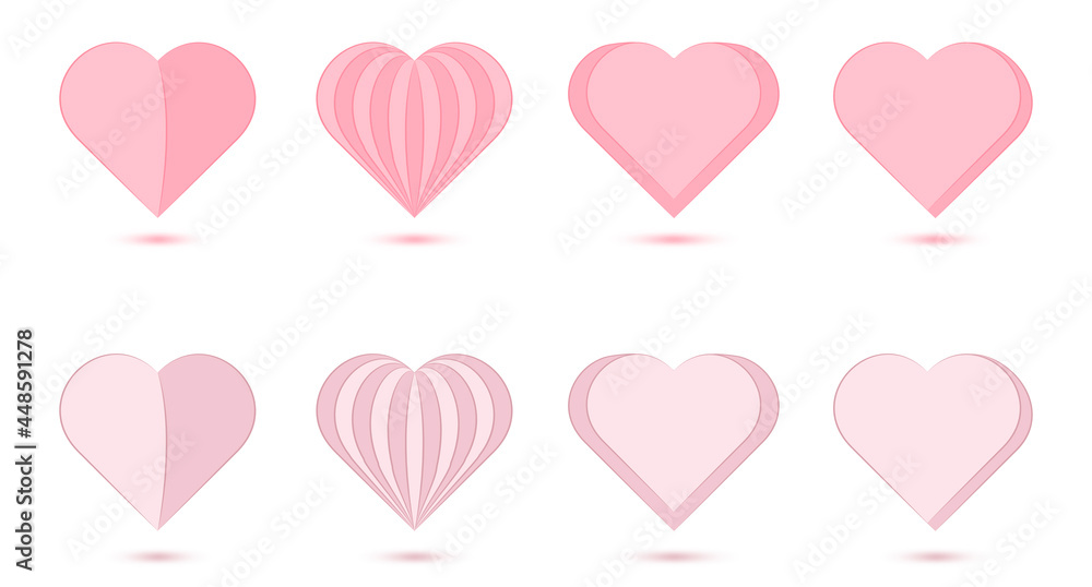 Volumetric pink hearts floating in the air