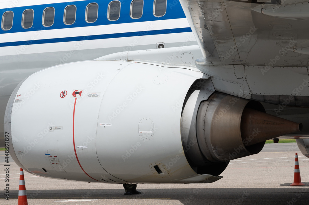 Minsk, Belarus - June 5, 2021: Passenger plane close-up Minsk, Belarus - June 5, 2021: Passenger plane close-up