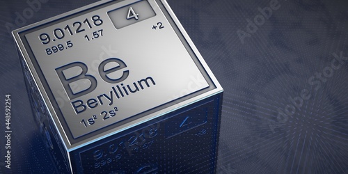 Beryllium. Element 4 of the periodic table of chemical elements. 