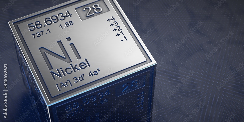 Nickel. Element 28 of the periodic table of chemical elements. Stock Illustration Adobe Stock