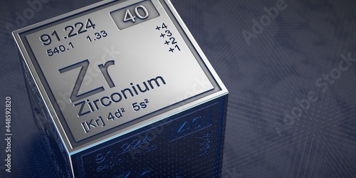 Zirconium. Element 40 of the periodic table of chemical elements.  photo