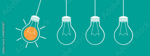 Lightbulbs Idea Strategy Concept - Vector Illustration Isolated On Monochrome Background