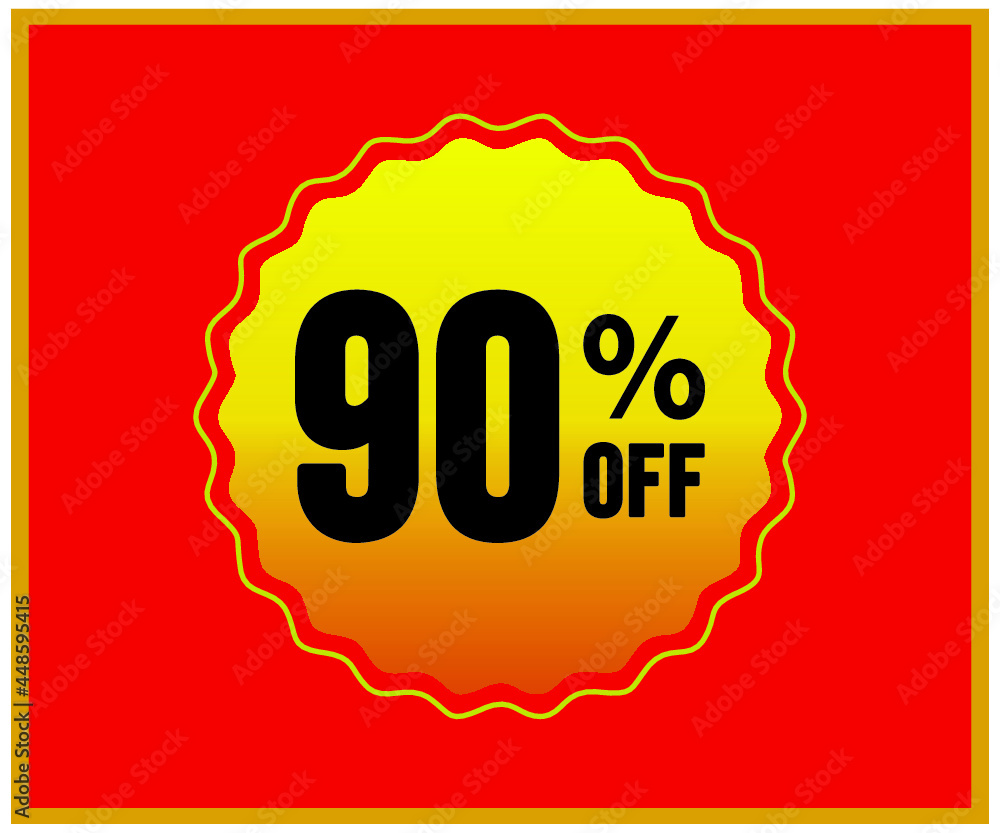 Vector in EPS with 90% price in red black.
and yellow. Advertising and advertising designer
modern banner special offer 90% Marketing of
business promotion. Vector in EPS with 90% price in red black.
and yellow. Advertising and advertising designer
modern banner special offer 90% Marketing of
business promotion.