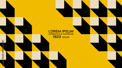 Banner, background, wallpaper with geometric elements. Bahaus design. Retro illustration. 