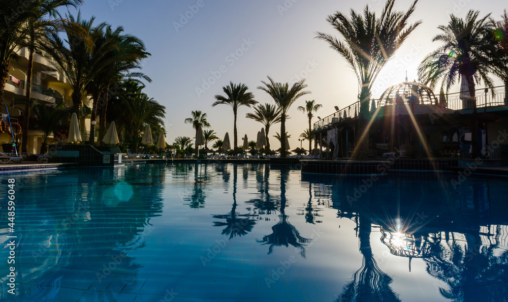 pool without people in an empty hotel in Hurghada Egypt