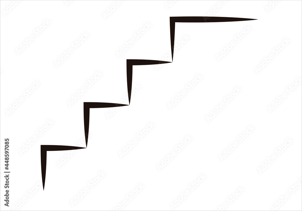 Icono negro de escaleras con meta. - obrazy, fototapety, plakaty 