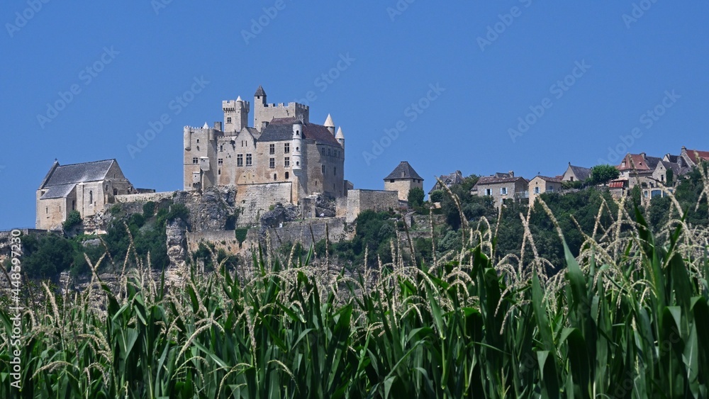 Hill top castle in the french region of Perigord
