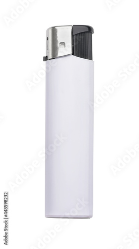 Side view of white blank plastic cigarette lighter