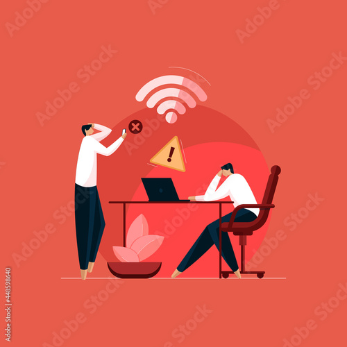 No Internet or Internet connection problem concept, WiFi network is not available