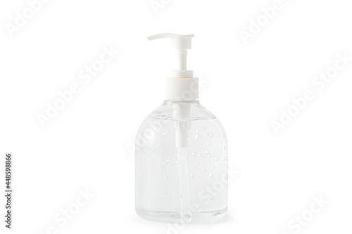 alcohol gel bottle isolated on white background, Washing your hand by alcohol sanitizer gel for protecting infection from a Covid-19 virus.