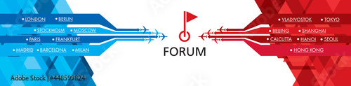 Planes from different cities arrive in the city for the forum. Conceptual design. Allegory meeting of participants