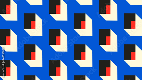  Banner, background, wallpaper with geometric elements. Bahaus design. Retro illustration. 