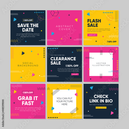 Sale square banner template for social media post, feed, banners design, web or internet advertisment. Trendy abstract square template with colorful concept.