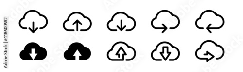 Vector graphic of cloud download icon collection | cloud upload