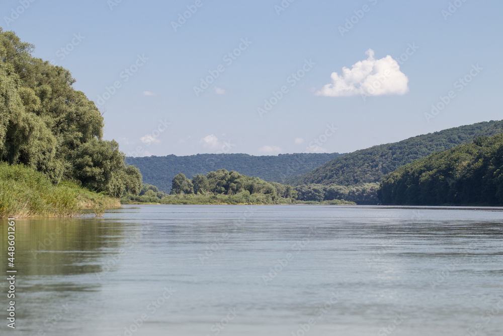 Dniester river in the middle of summer day