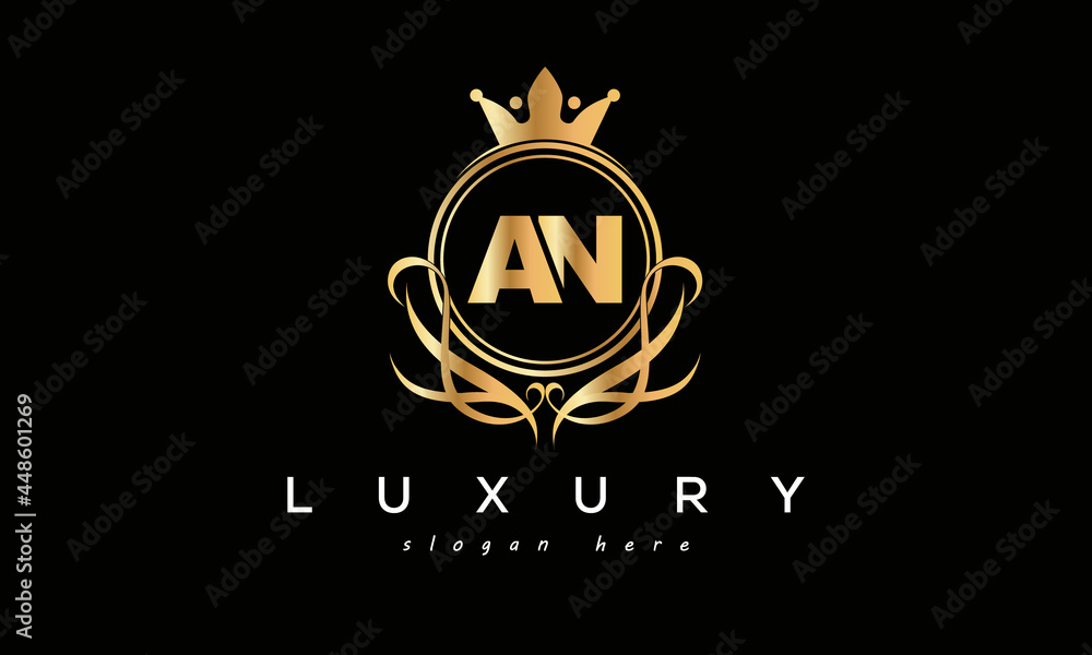 AN royal premium luxury logo with crown AN royal premium luxury logo with crown