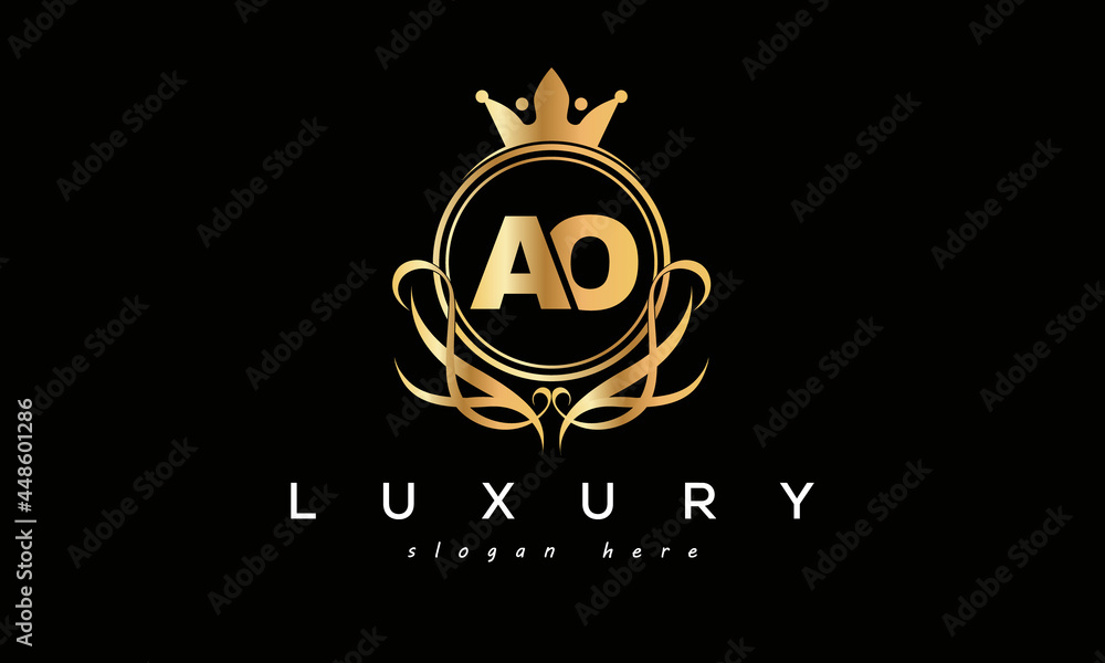 AO royal premium luxury logo with crown AO royal premium luxury logo with crown