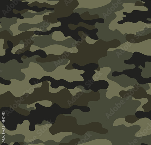 Army camo seamless forest shape texture, clothing print, classic pattern