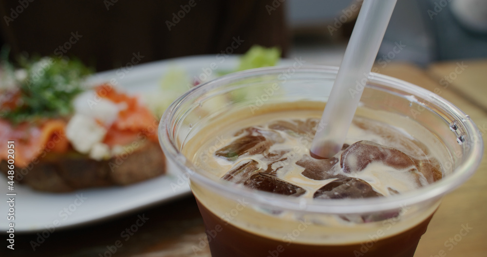 Iced coffee in coffee shop