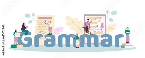 Banner for grammar editor and copywriting services, flat vector illustration. photo