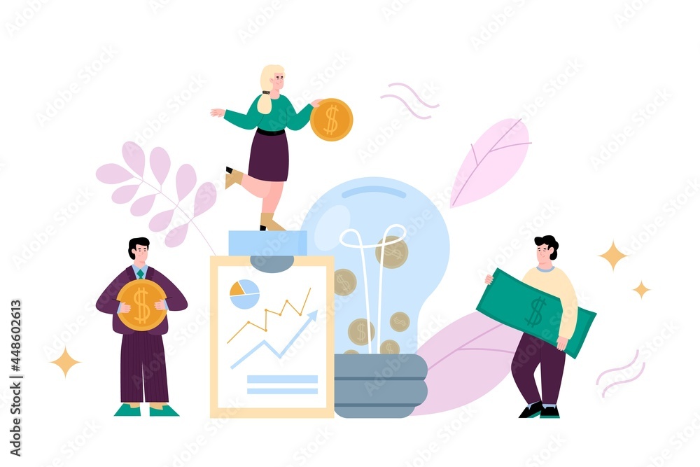 Concept of crowdfunding investment to business ideas, projects and startups. Concept of crowdfunding investment to business ideas, projects and startups.