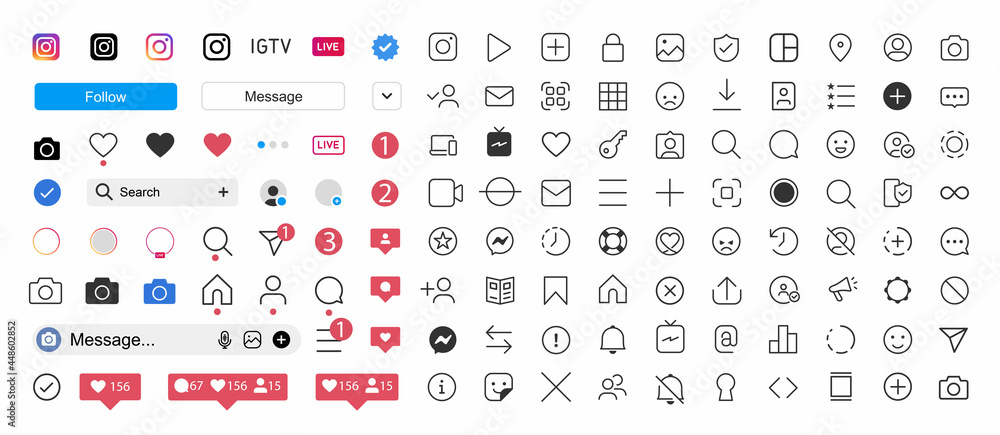 Set of Instagram icons for social media. Instagram. Social media icons