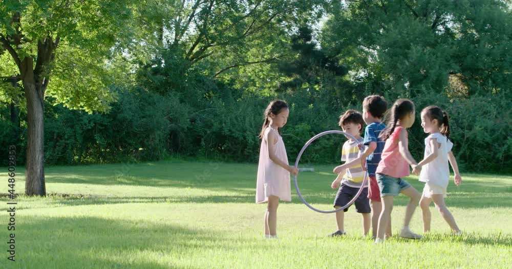 Happy children playing on meadow,4K Happy children playing on meadow,4K