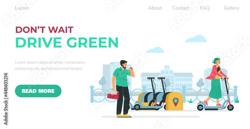 Web app for rent modern personal eco friendly transport for ride at city streets