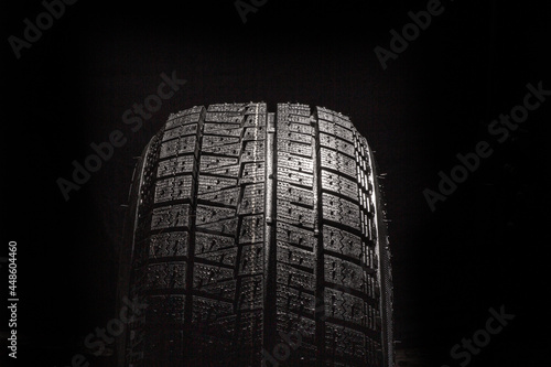 Car tire background, tyre texture close up background, copy space