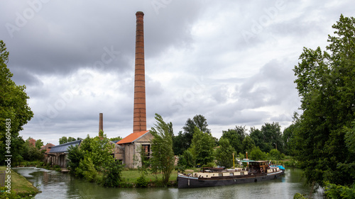 red brick factory chimney in Montech Tarn et Garonne France © Marc