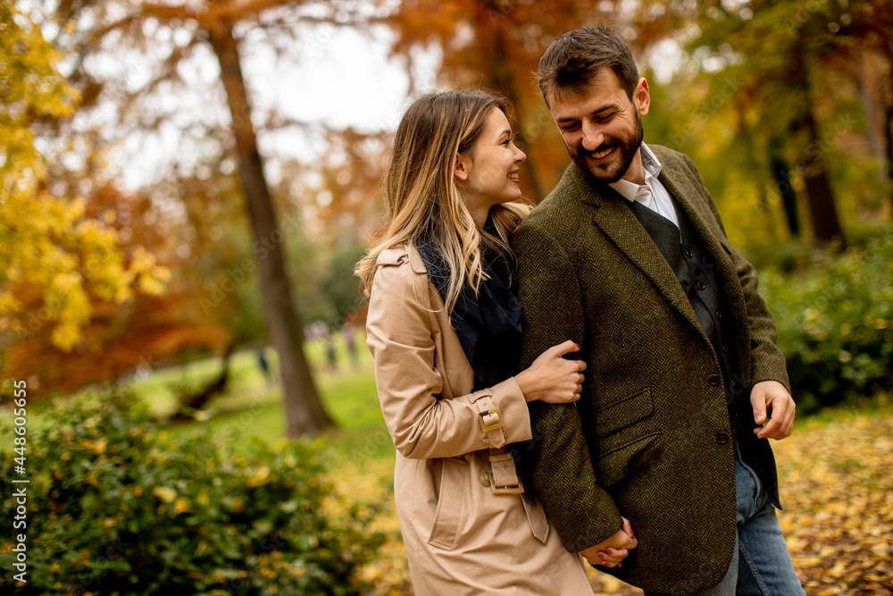 Young couple in the autumn park Young couple in the autumn park