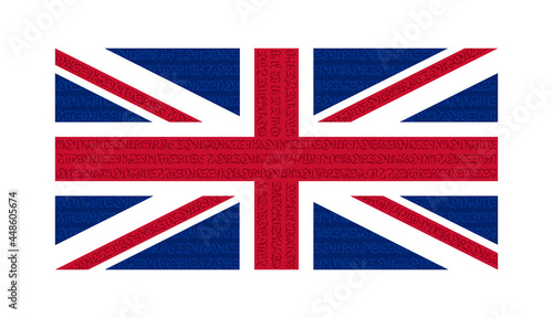 Flag of the Great Britain. Colored flag the Great Britain. Abstract Great Britain flag with national anthem in gothic font. Vector illustration