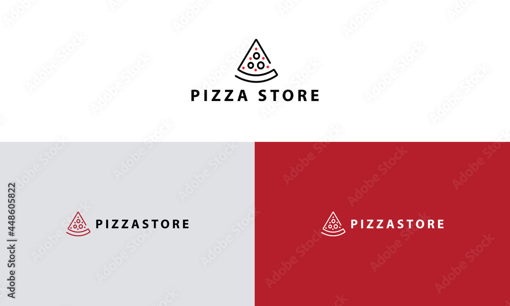 Fototapeta premium Pizza Store Modern, Minimalist, Logo Design. Pizza Slice, restaurant, icons, Vector illustration template.