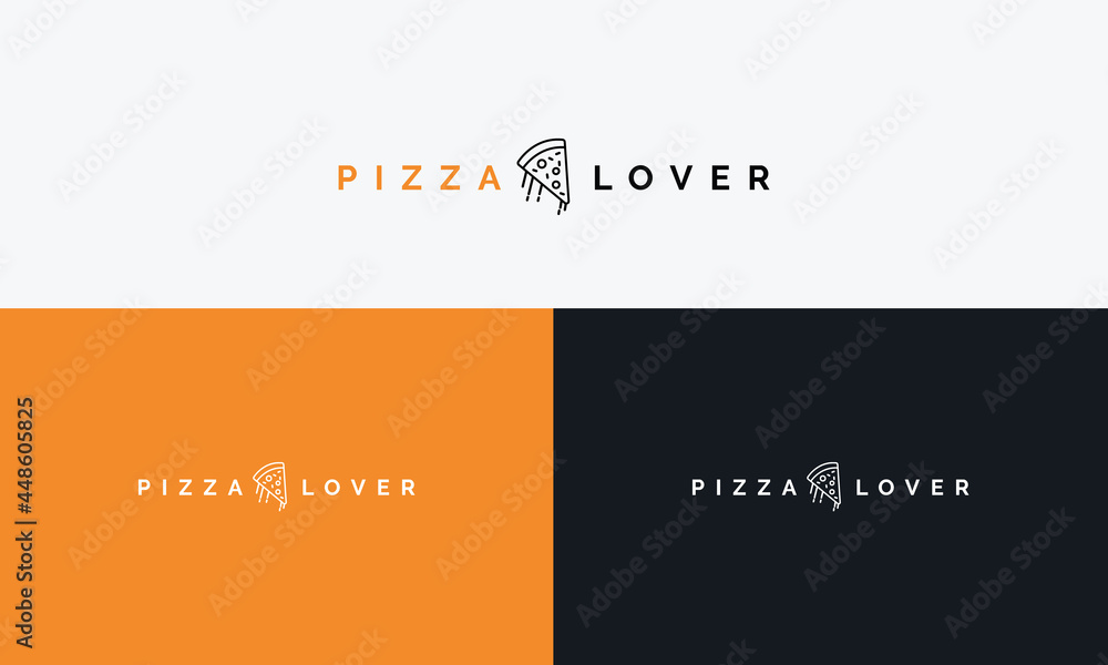 Pizza Lover Minimalist, Flat, Logo Design. Pizza icons, Vector illustration template.