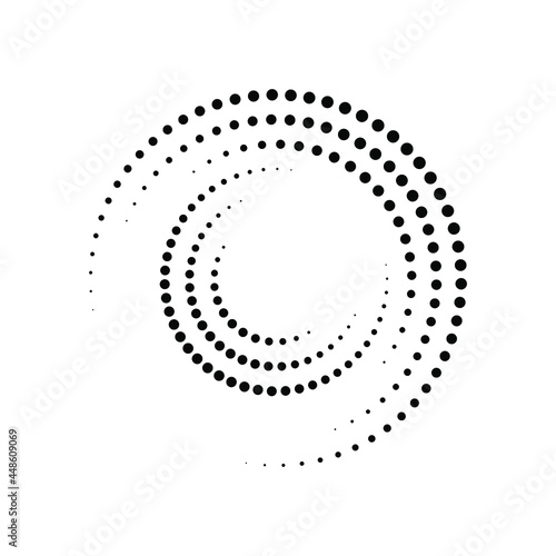 Black circle halftone dotted stripes. Geometric art. Halftone design element for border frame, round logo, blackout tattoo, sign, symbol, web pages, prints, template, pattern and abstract background 