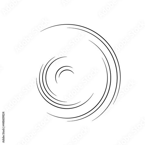Black stripes in vortex form. Geometric art. Design element for border frame, round logo, blackout tattoo, sign, symbol, web pages, prints, template, pattern and abstract background