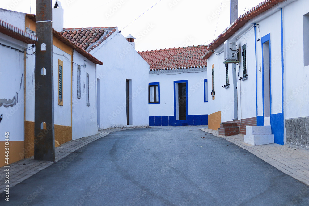 Typical houses in a street from village in Alentejo. 