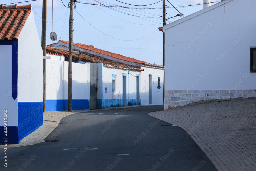Typical houses in a street from village in Alentejo. 