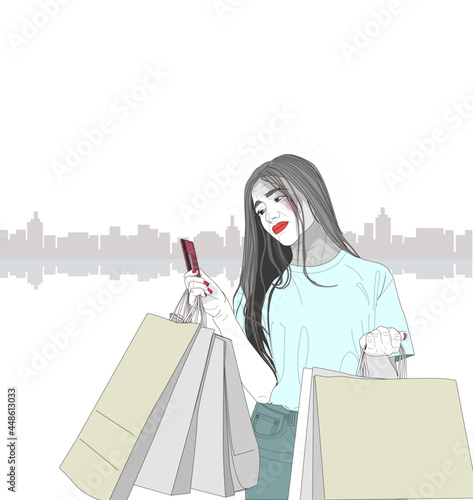 Mujer compras tarjeta crédito shopping