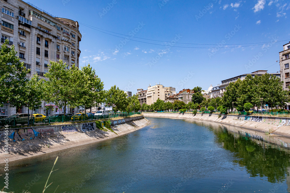River in Bucharest in a sunny summer day