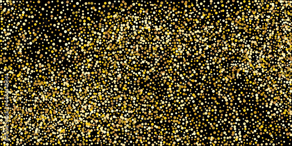 Golden point confetti on a black background. Illustration of a drop of shiny particles. Decorative element. Element of design. Vector illustration, EPS 10. Golden point confetti on a black background. Illustration of a drop of shiny particles. Decorative element. Element of design. Vector illustration, EPS 10.